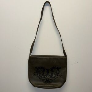 Gucci Olive Green Women's Shoulder Bag with Embroidered Front